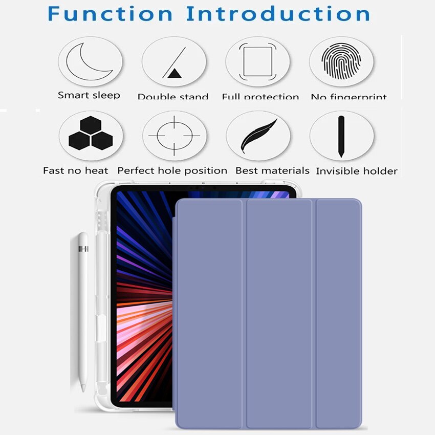 Bao Da Nắp Gập Từ Tính Kèm Ngăn Đựng Bút Kèm Giá Đỡ Đứng Sang Trọng Cho 2021 Ipad Pro 11 Ipad Pro 11 3rd Ốp