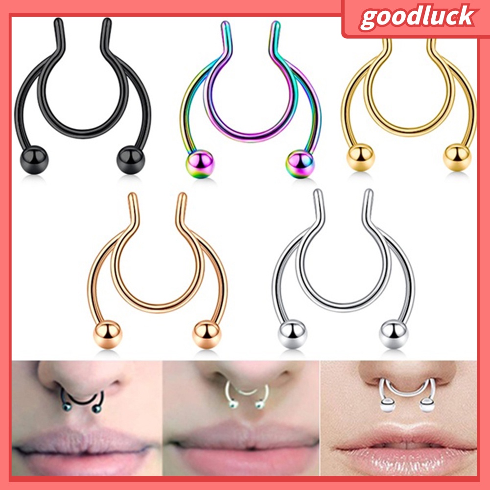 Unisex Thời trang Thép không gỉ Xỏ Mũi Kẹp Vòng Phụ kiện Đồ trang sức