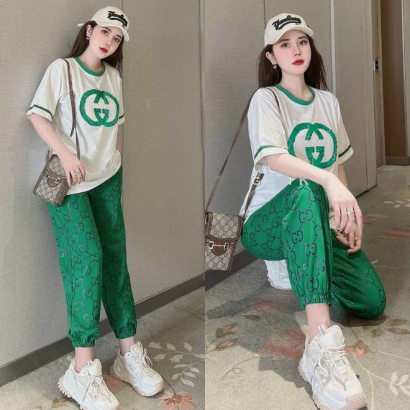 Bộ đồ nữ form rộng thêu logo sang trọng bao chất