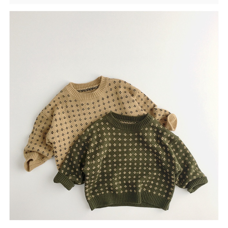Áo Len Cổ Tròn Họa Tiết Chấm Nhỏ Cho Bé Trai Bé Gái Shop Quần Áo Trẻ Em Phong Cách Hàn Quốc Moy Kids