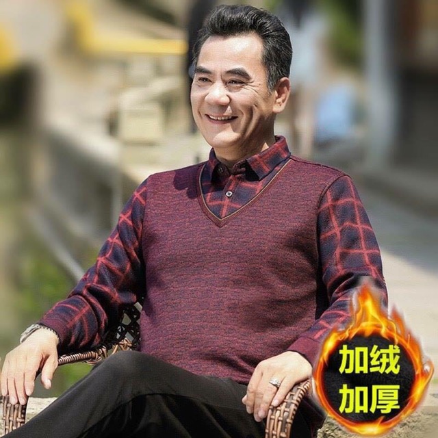 Áo len cải sơ mi cho bố