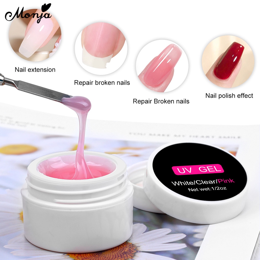 Sơn móng tay Monja 15ml màu trắng / hồng chất lượng cao chuyên dụng