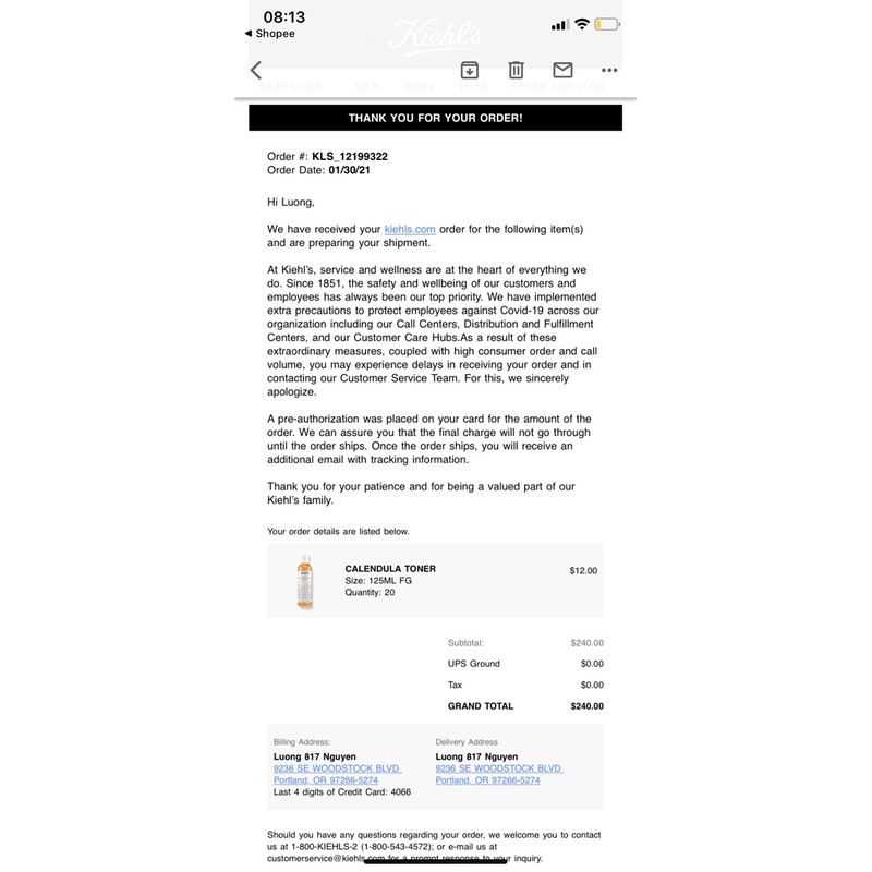 Toner hoa cúc Kiehl’s đủ bill của Mỹ | BigBuy360 - bigbuy360.vn