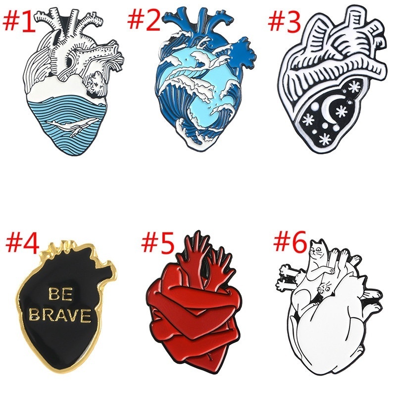 Ghim Cài Áo Hình Mèo Ôm Trái Tim Bằng Men 6 Kiểu Dáng Khác Nhau Dùng Làm Quà Tặng Túi Xách/Túi Xách