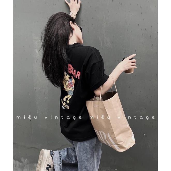 [XẢ KHO] Áo Thun Unisex Freesize Uzzang Nam Nữ, Phông Form Rộng Hình Gấu A.D.L.V(Hàng Sẵn, Ảnh Thật)