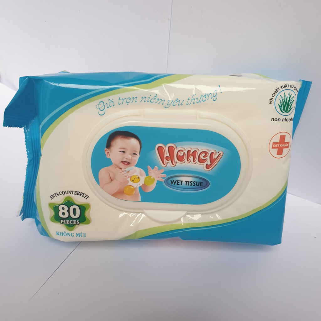 Giấy Ướt Không Mùi Honey Loại 80 Tờ