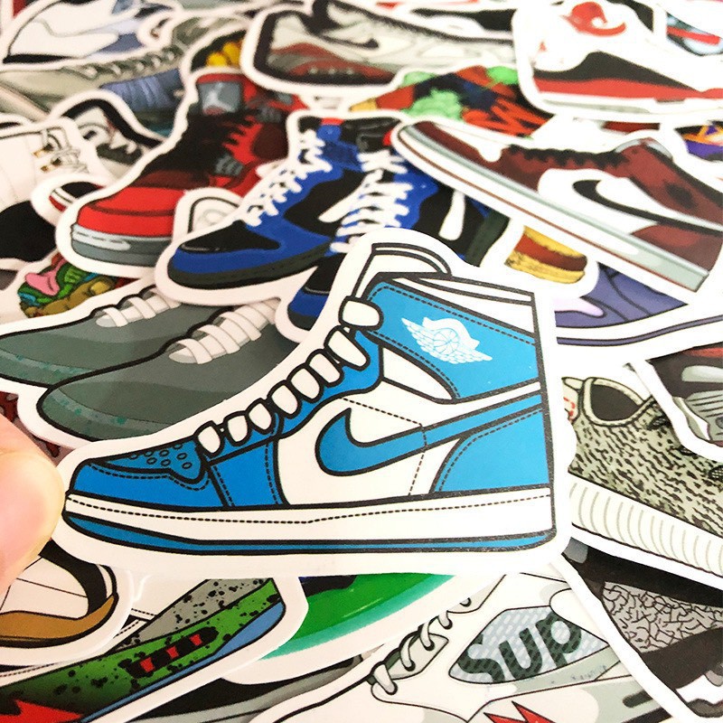 50 cái Sticker Giày | Dán Nón Bảo Hiêm, Điện Thoại, Laptop, Bình Nước...Chống Nước, Chống Bay Màu