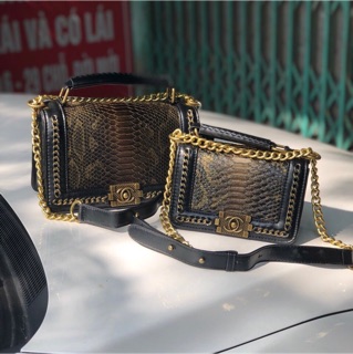 Túi C.nel Boy rắn pha màu size 20/25