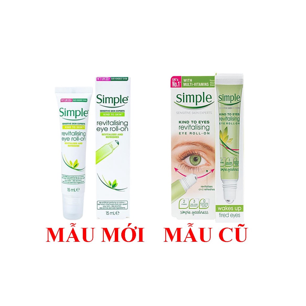 Lăn Dưỡng Mắt Simple Giảm Thâm Quầng Và Bọng Mắt Simple Kind To Eyes Revitalising Eye Roll-On 15ml - Khongcoson