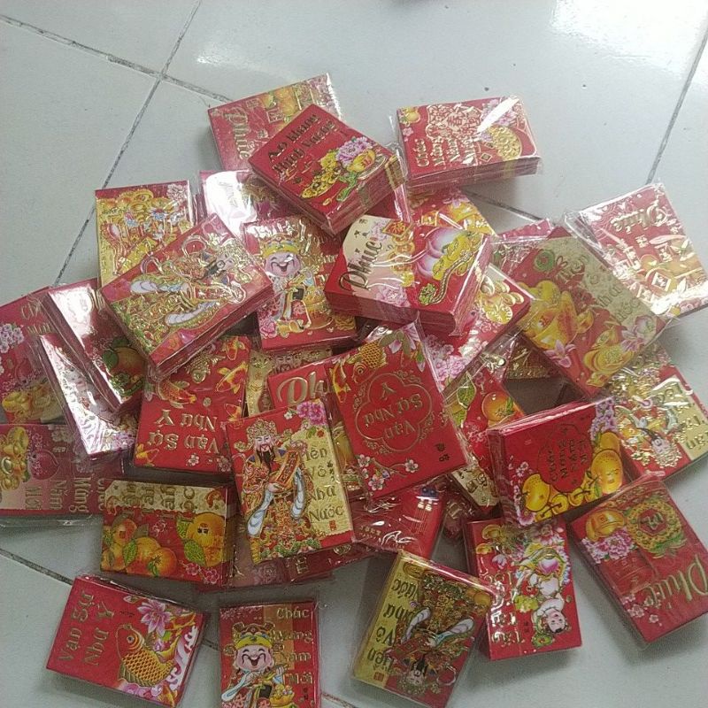 SỈ COMBO 1000 BAO LÌ XÌ NHỎ CHỮ NỔI NHŨ VÀNG