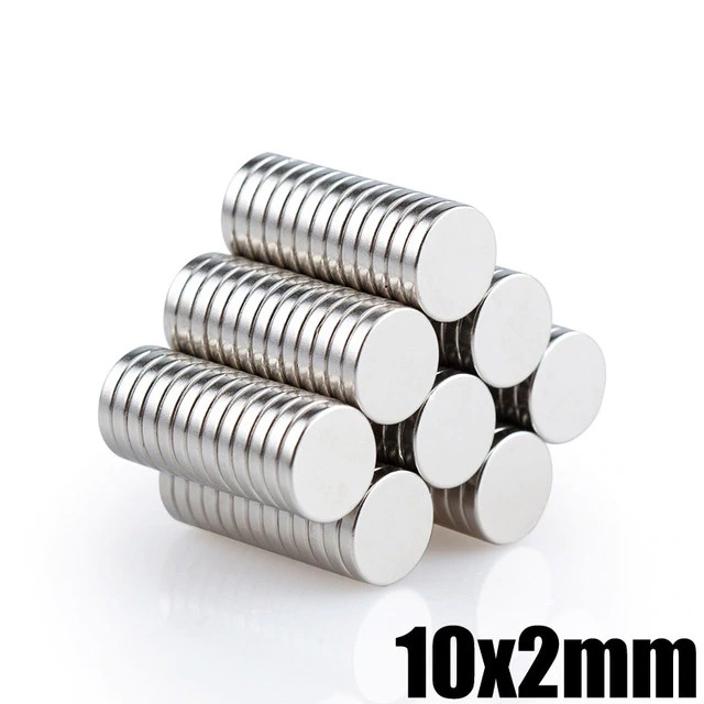 100 viên nam châm viên trắng mỏng 10x2mm- Round magnet 10x2mm, lưu ý nam châm hút mạnh nhưng mỏng.