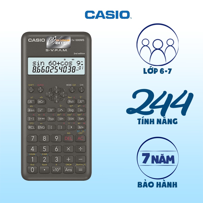 Máy tính CASIO FX-500MS học sinh cấp 1-2 BH 7 năm