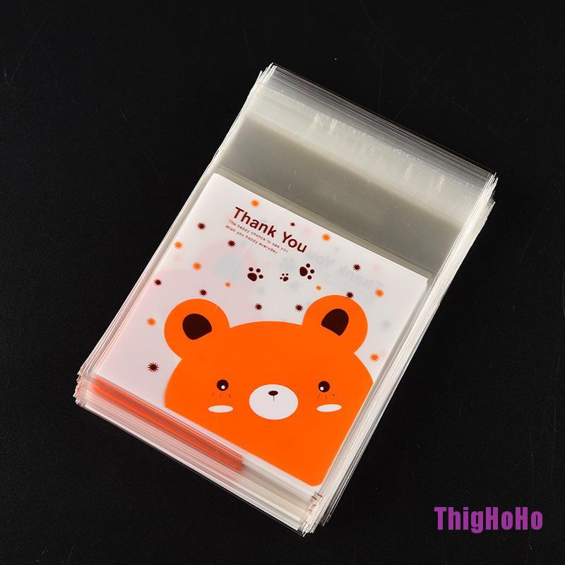 Set 100 túi giấy bóng kính cho bánh quy hình gấu