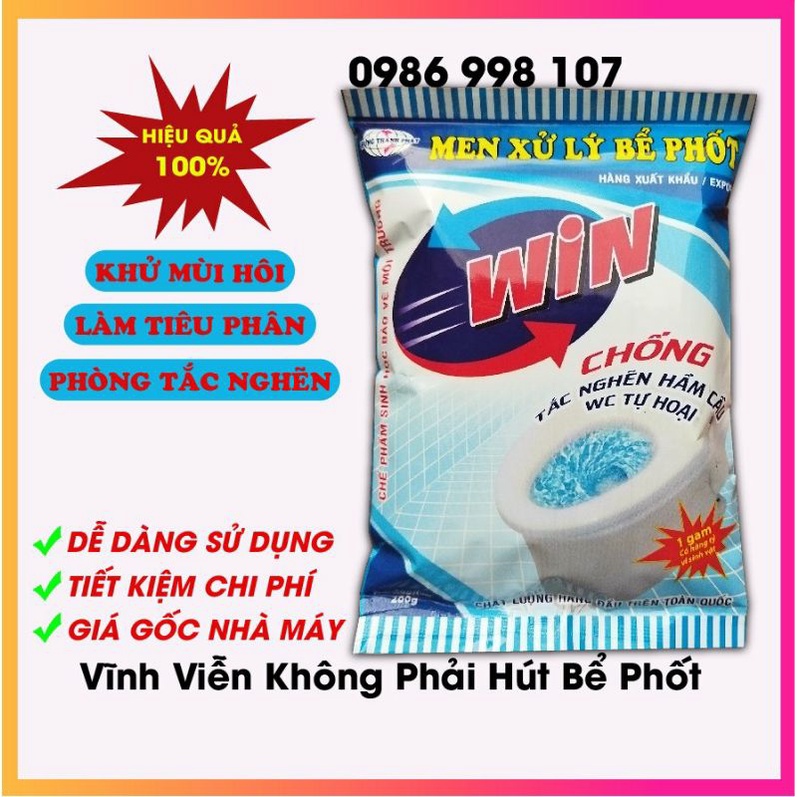 Men Xử Lý Bể Phốt Win - Bột Thông Bồn Cầu - Khử Mùi Hôi - Phòng Tắc Nghẽn Hầm Cầu - Vĩnh Viễn Không Phải Hút Bể Phốt