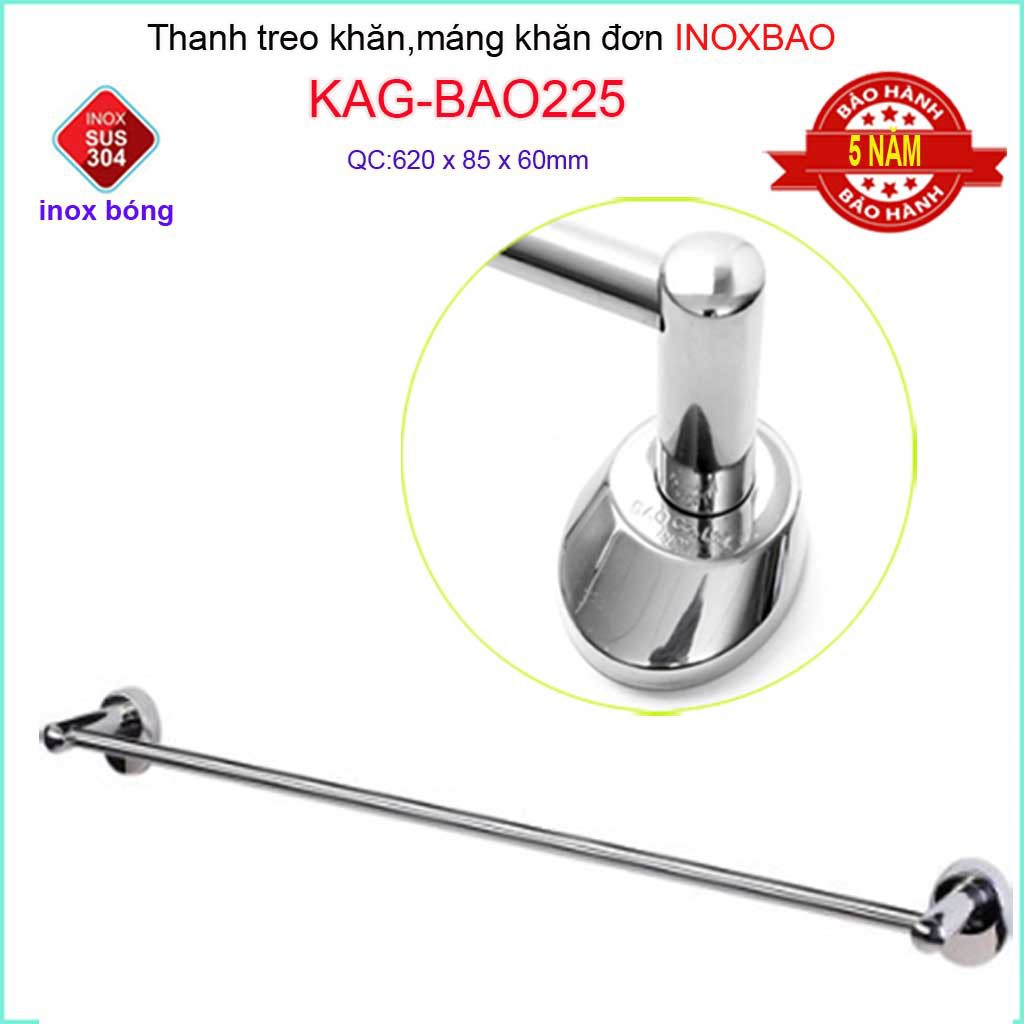 Thanh máng khăn Inox Bảo, thanh treo khăn inox 304, vắt khăn SUS304 KAG-BAO225