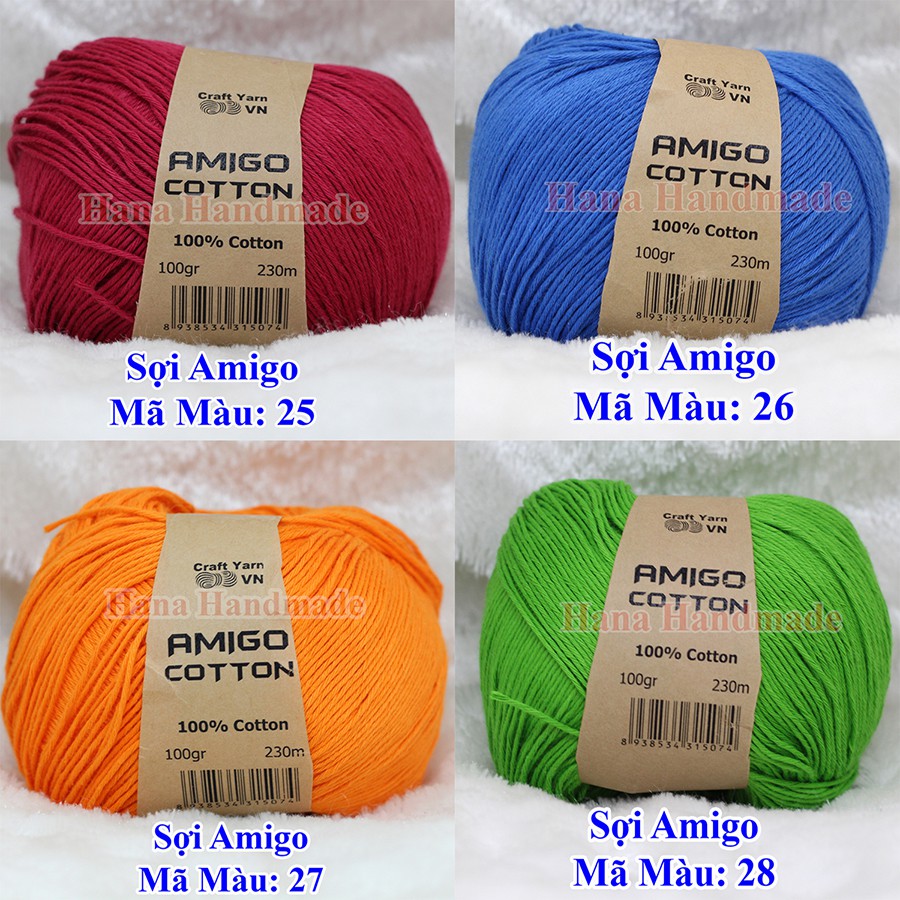 Sợi Amigo 100% cotton 28k/c 100g (Màu 21- 28)