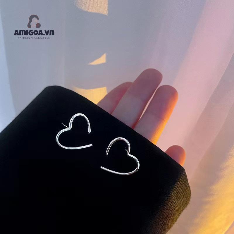 ✨✨Khuyên tai chốt bạc 925 hình trái tim đơn giản kiểu mùa hè Hàn Quốc thanh lịch dành cho nữ
