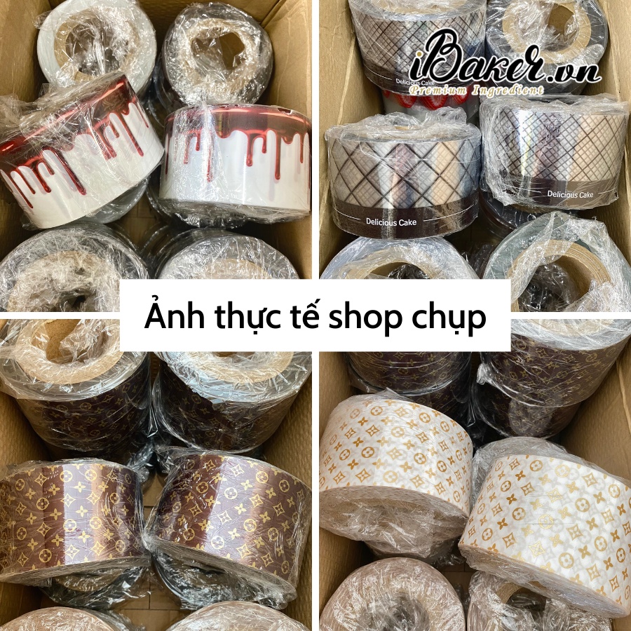 [1kg] Cuộn mica họa tiết/ in hình bọc thành bánh Mousse, trang trí bánh kem