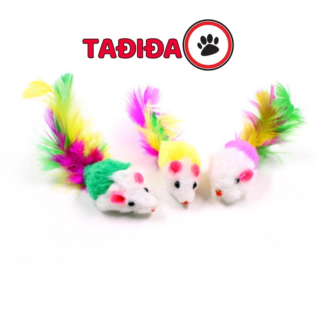 Đồ chơi cho Chó Mèo Chuột Lông Vũ nhiều màu sắc , Phụ kiện giãm stress cho Thú Cưng- Tadida Pet