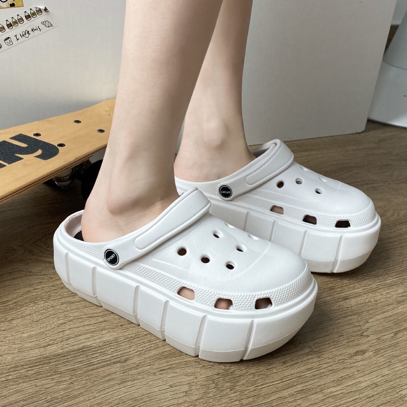 Dép Đế Dày Đục Lỗ Màu Sắc Thời Trang Đi Biển Cho Nữ