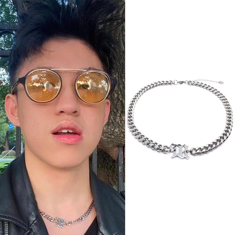 Vòng Cổ Thép Titan Mặt Chữ M Phong Cách Hàn Quốc Thời Trang Cho Nam Và Nữ