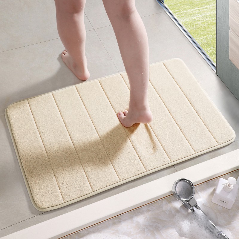 Thảm Lót Sàn Nhà Tắm / Nhà Vệ Sinh Màu Xám Chất Liệu Nhung Thấm Hút Chống Trượt Tiện Dụng Cho Khách Sạn