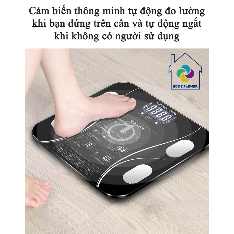 Cân Điện Tử Thông Minh đo lượng mỡ và nước trong cơ thể, tính chỉ số BMI,bảo hành 06 tháng