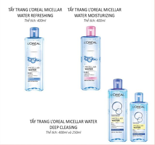 Nước tẩy trang L'Oreal Paris 3 in 1 Micellar Water 400ml