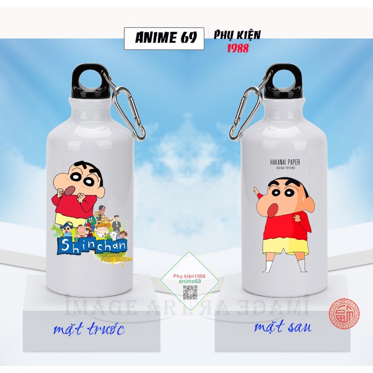 Bình nước thể thao nhôm in hình anime -hoat hinh -500ml