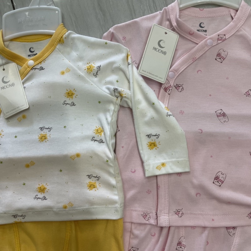 [Ảnh thật] Bộ Dài sơ sinh Moon vải Petit cho bé từ 0-6 Tháng chất mịn đẹp MẪU MỚI