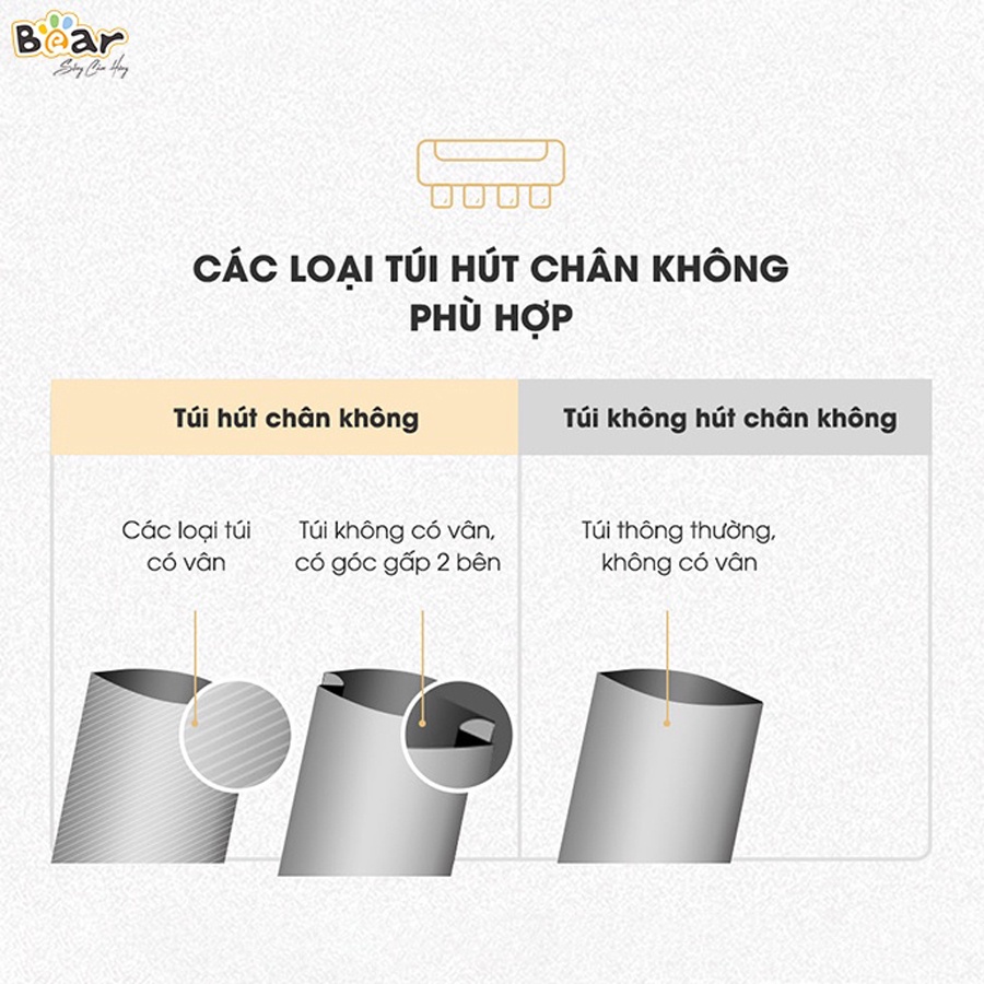 Máy hút chân không thực phẩm gia đình Bear, tự động hàn miêng túi, áp suất hút mạnh, HomeMart – Hàng chính hãng BH 18T
