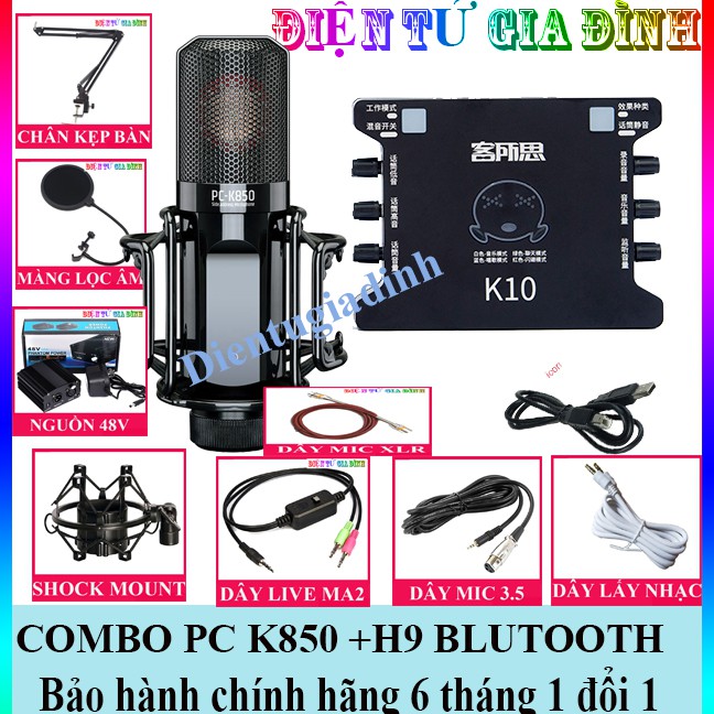 COMBO THU ÂM MICRO TAKSTAR k850 SOUND CARD XOX K10  DÂY LIVE STREAM MA2,KẸP BÀN ,MÀNG LỌC ÂM