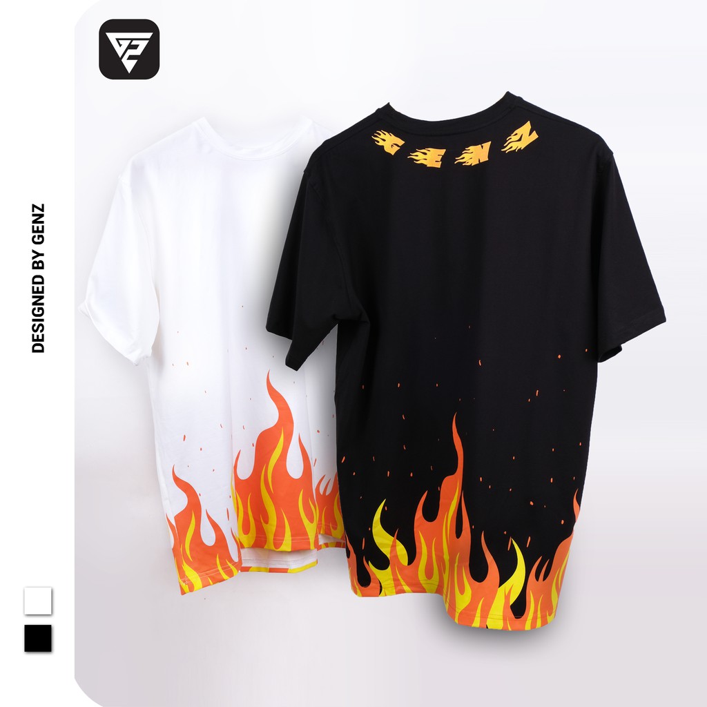 Áo thun tay lỡ GENZ phông Unisex nam nữ Cotton oversize form rộng Flame Tee | WebRaoVat - webraovat.net.vn