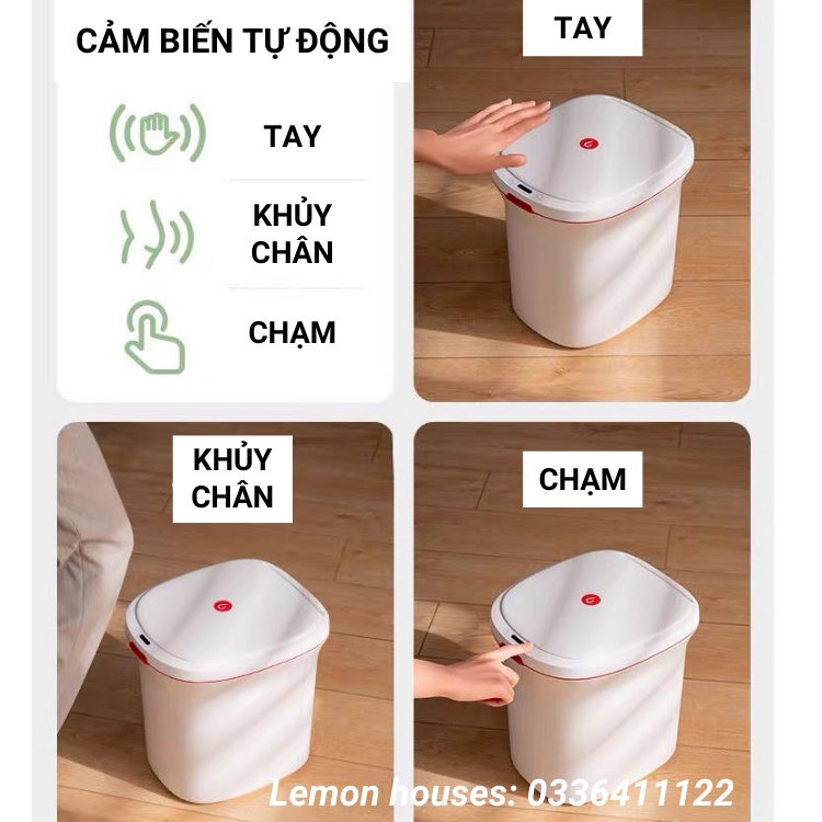 Thùng rác thông minh cảm ứng, tự động hút túi rác 10l chính hãng bảo hành 12 tháng