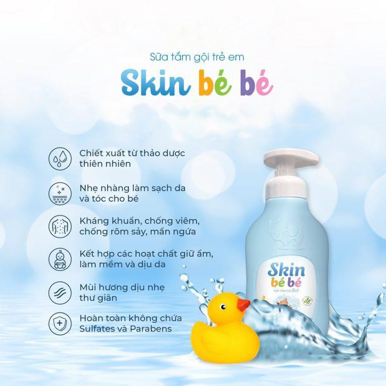 Sữa tắm gội trẻ em Skin Bé Bé, sữa tắm thảo dược bổ sung vitamin làm mềm da bé