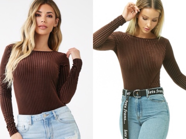 Bodysuit Khoét Lưng Nhung Gân F21 | BigBuy360 - bigbuy360.vn