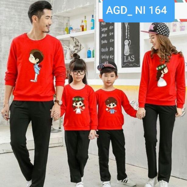 Áo nỉ bông, áo đôi mẫu hoạt hình chipi - MÃ AGD164