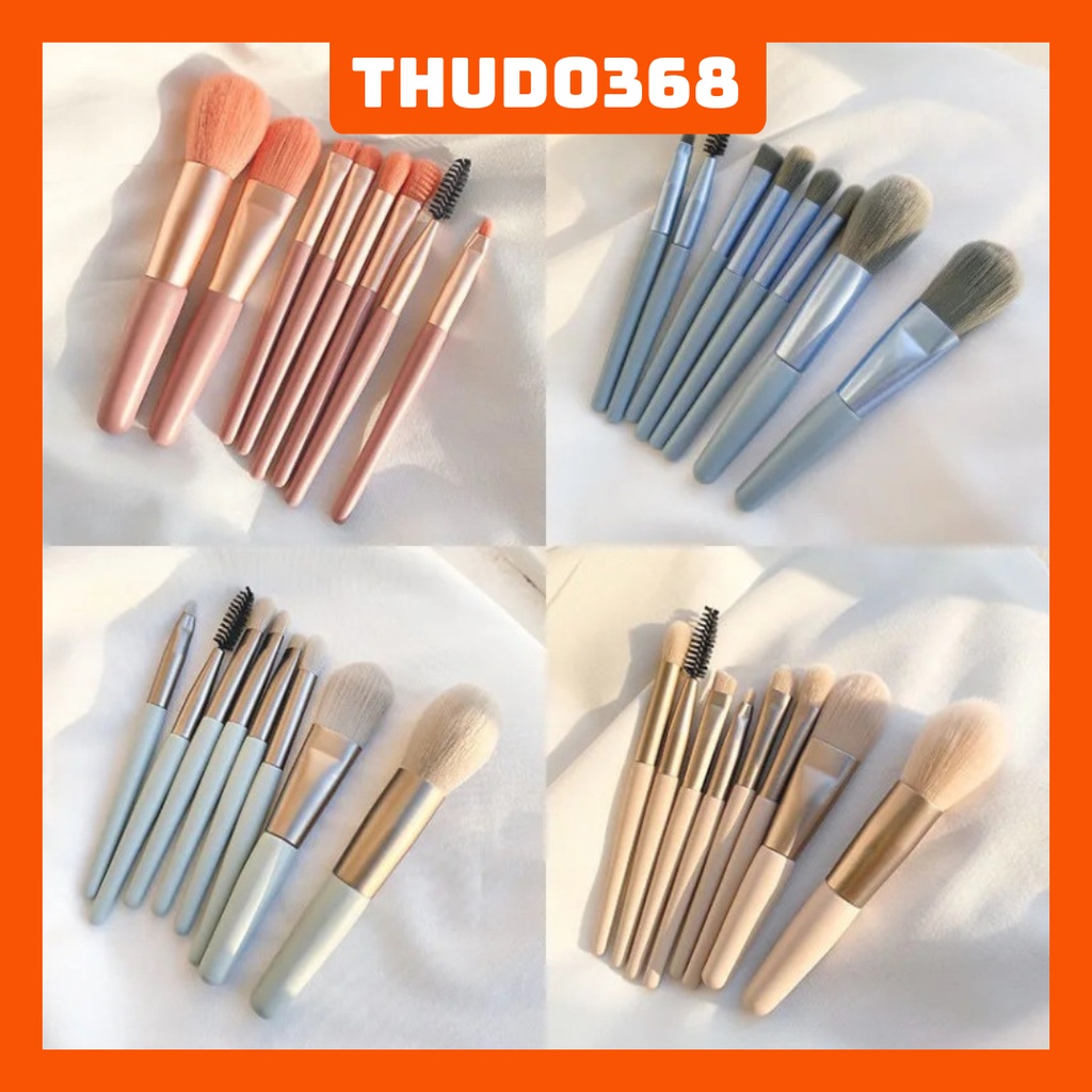Set 8 cọ đánh phấn trang điểm kèm túi khóa kéo tiện lợi