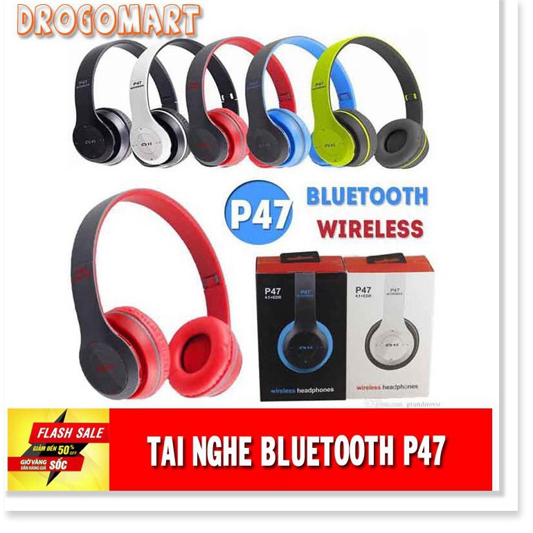 ( FREESHIP 99K ) Tai nghe chụp tai cao cấp có khe thẻ nhớ Bluetooth P47 Âm thanh đỉnh cao Bảo Hành 6 tháng