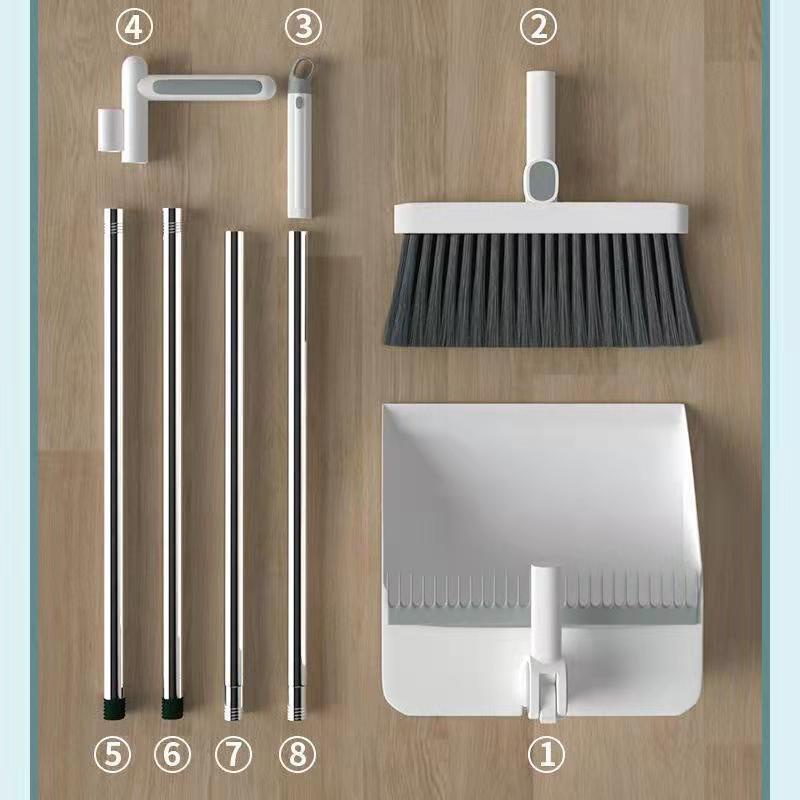 Bộ Chổi Quét Nhà Kèm Hốt Rác 2 Trong 1, Bộ Chổi Quét Bụi Tay Cầm Dài Xoay 180 Độ Và Thẳng Đứng Gấp Gọn Cho Gia Đình