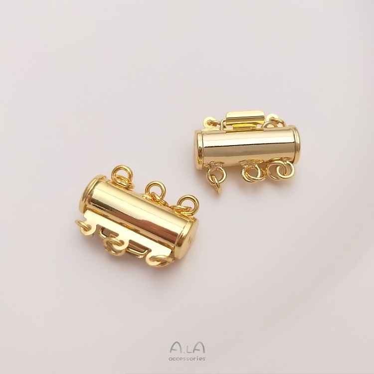 Khóa Ống Dài Mạ Vàng Hồng 18K Nhiều Khóa diy Làm Vòng Cổ