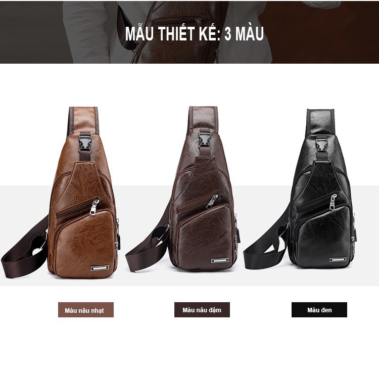 [Bibbe Shop]Túi đeo ngực da, túi đeo chéo nam da cao cấp | BigBuy360 - bigbuy360.vn