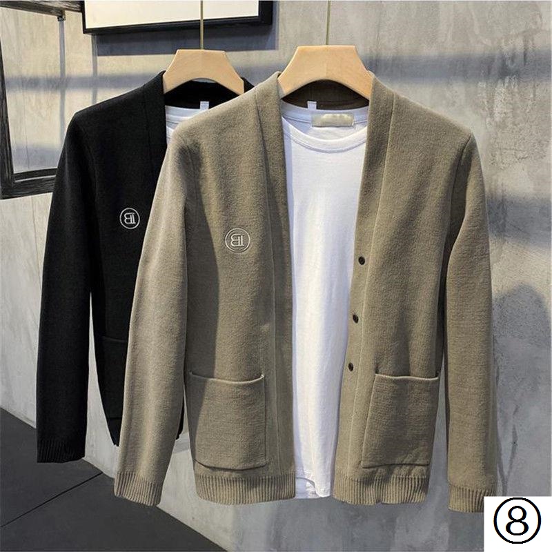 Áo Khoác Cardigan Dệt Kim Mỏng Tay Dài Thêu Họa Tiết Đơn Giản Thời Trang Thu Đông Cho Nam