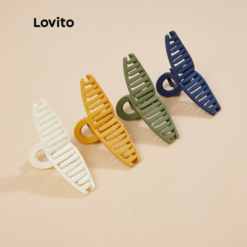 Kẹp tóc Lovito kiểu cơ bản phong cách thường ngày L004003 (Màu Xanh dương đậm/xanh lá cây/Vàng/Trắng)