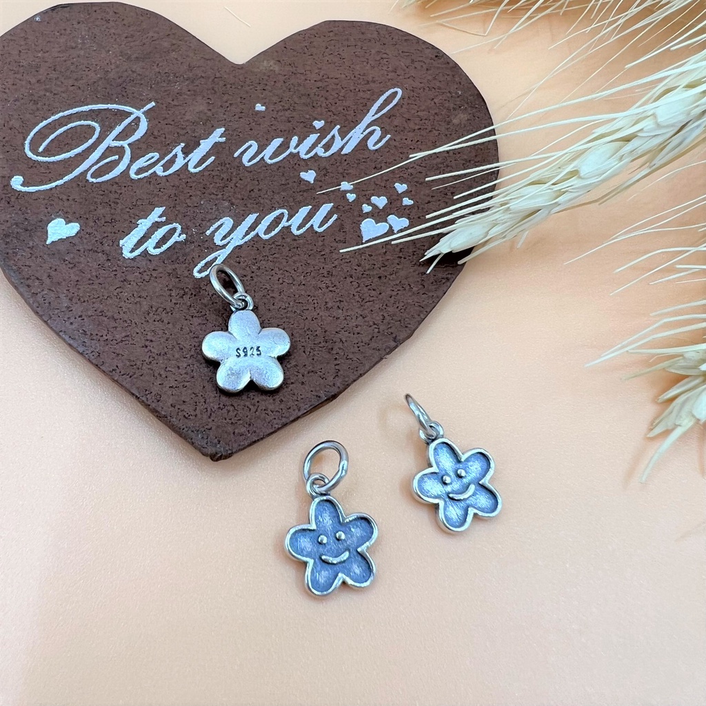 Charm móc treo bông hoa cười 5 cánh - Charm Bạc 925 - Mã CA771