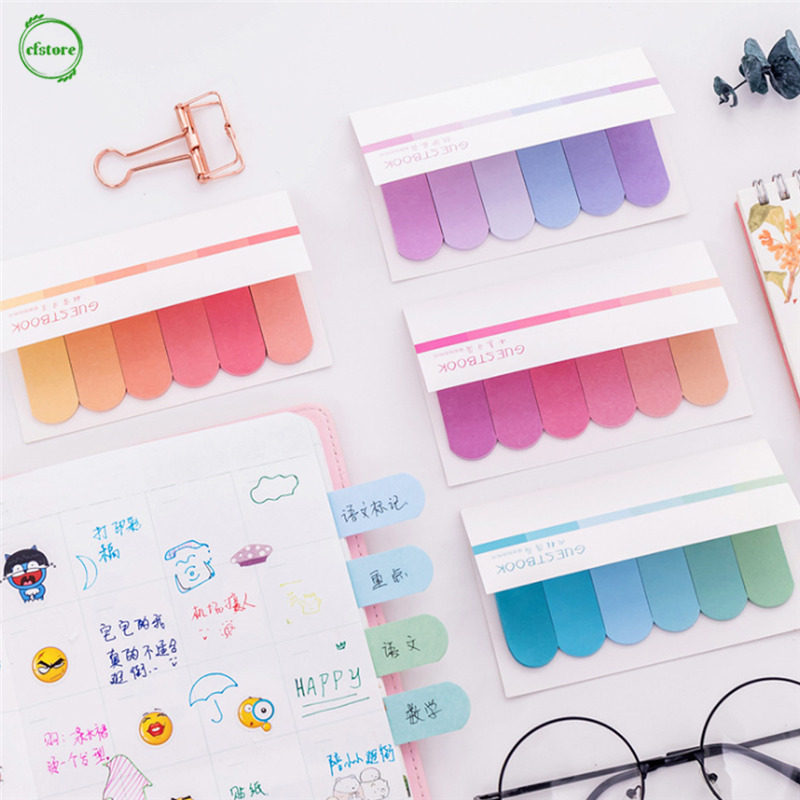 Set 120 tờ giấy ghi nhớ màu gradient loang màu dễ thương đầy màu sắc dùng đánh dấu trang lên kế hoạch