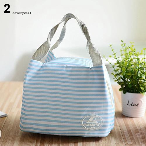 Túi đựng cơm trưa bằng vải kết hợp lá tin giữ nhiệt họa tiết xinh xắn tiện dụng