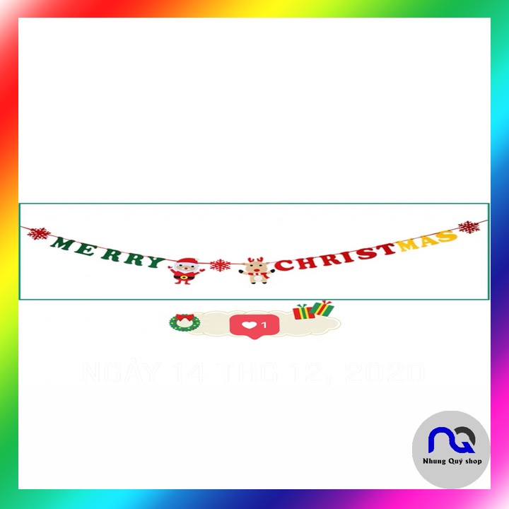 Dây cờ treo trang trí giáng sinh, dây trang trí Noel làm bằng vải nỉ không dệt đẹp bền rẻ tái sử dụng nhiều lần