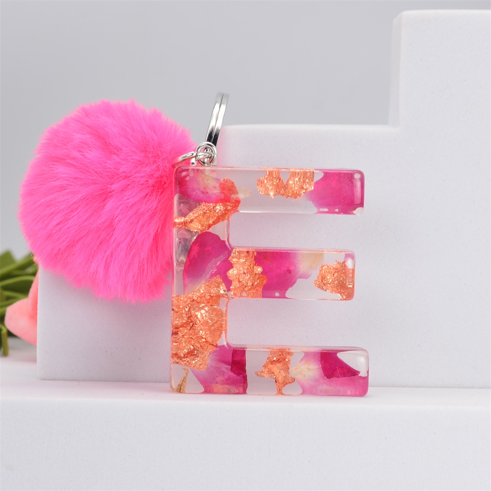 Móc Khóa Mặt 26 Chữ Cái Tiếng Anh Màu Hồng Đỏ Vàng Hồng Đính Hạt Nhựa Resin Dành Cho Nữ Gắn Túi Xách