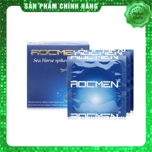 Bao Cao Su Gân Gai Tăng Khoái Cảm Rocmen Cá ngựa xanh - Hộp 3 chiếc